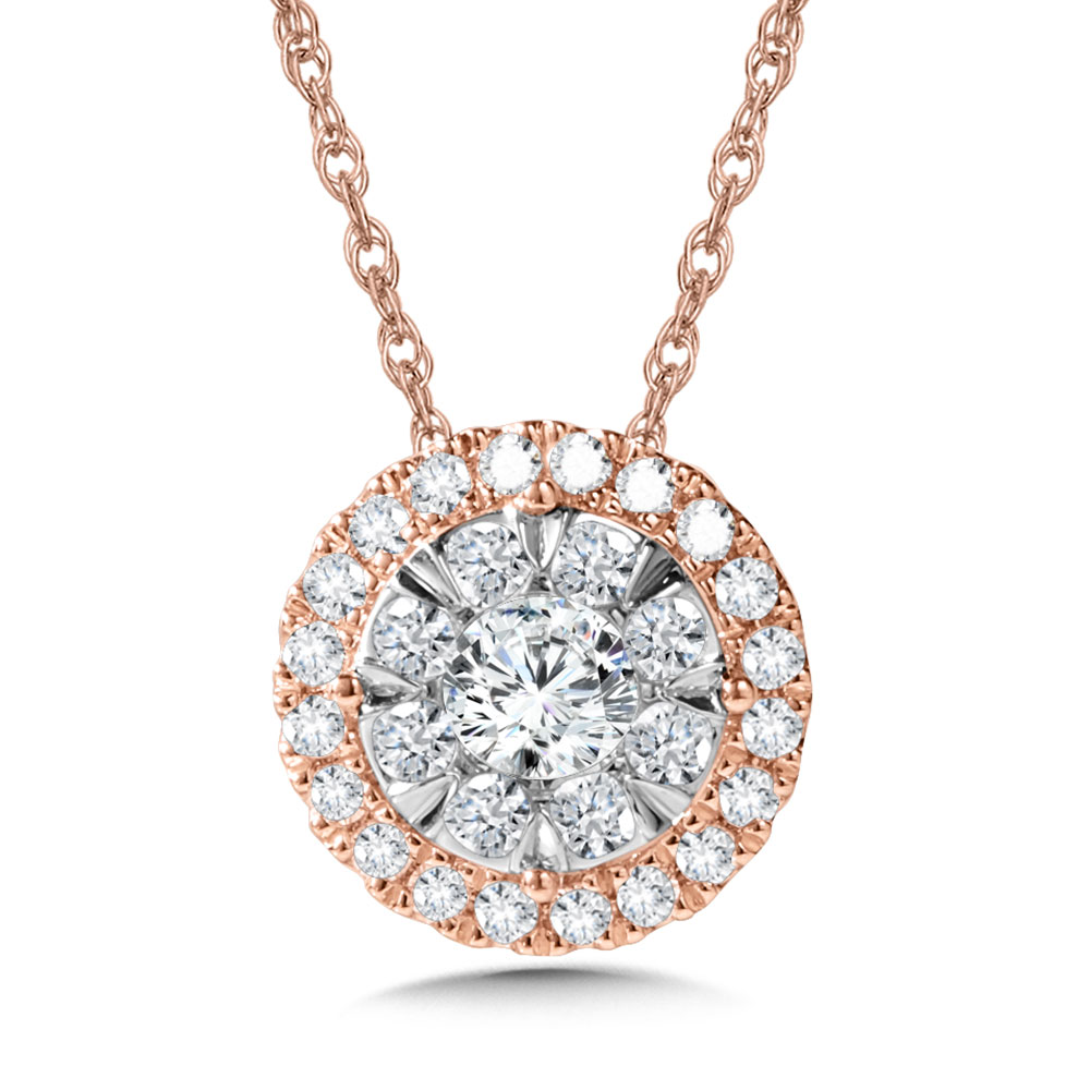 14K Duel-Tone Cluster Diamond Necklace 1/2ctw – Dunbar Jewelers